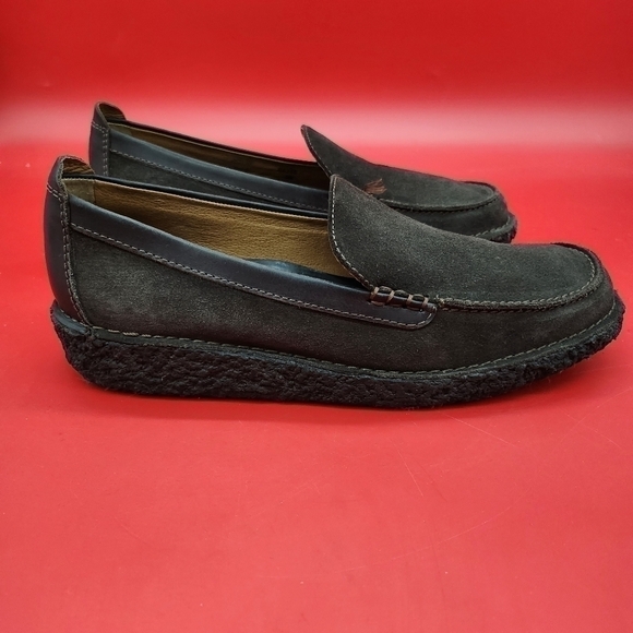 Lands’ End Brown Suede Leather Loafers Crepe Sole Women's 9M Made in Brazil - Picture 6 of 13